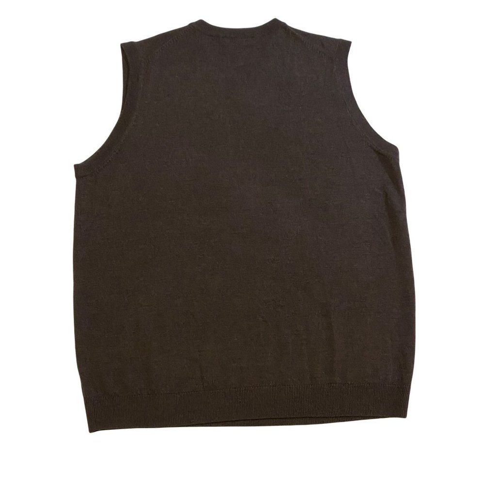 TURNBURY 100% Brown Extra Fin Merino Wool V-Neck Sweater Vest Grandpa Men's XLT - Picture 3 of 7
